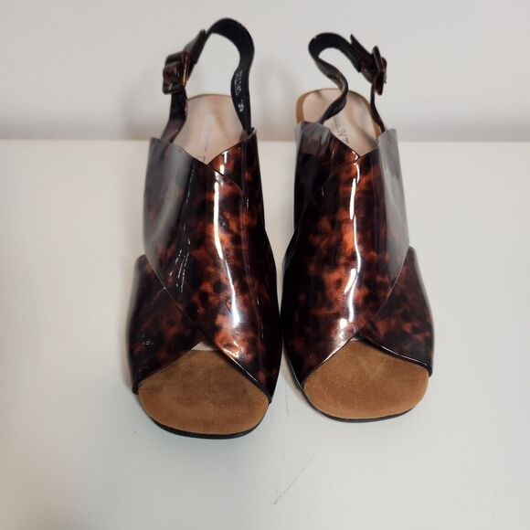NEW Anthropologie Silent D Collins Cross Strap Sandals Tortoise Size 8 EU 39 - Picture 1 of 5